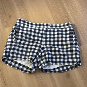 J. Crew navy  and White checkered shorts